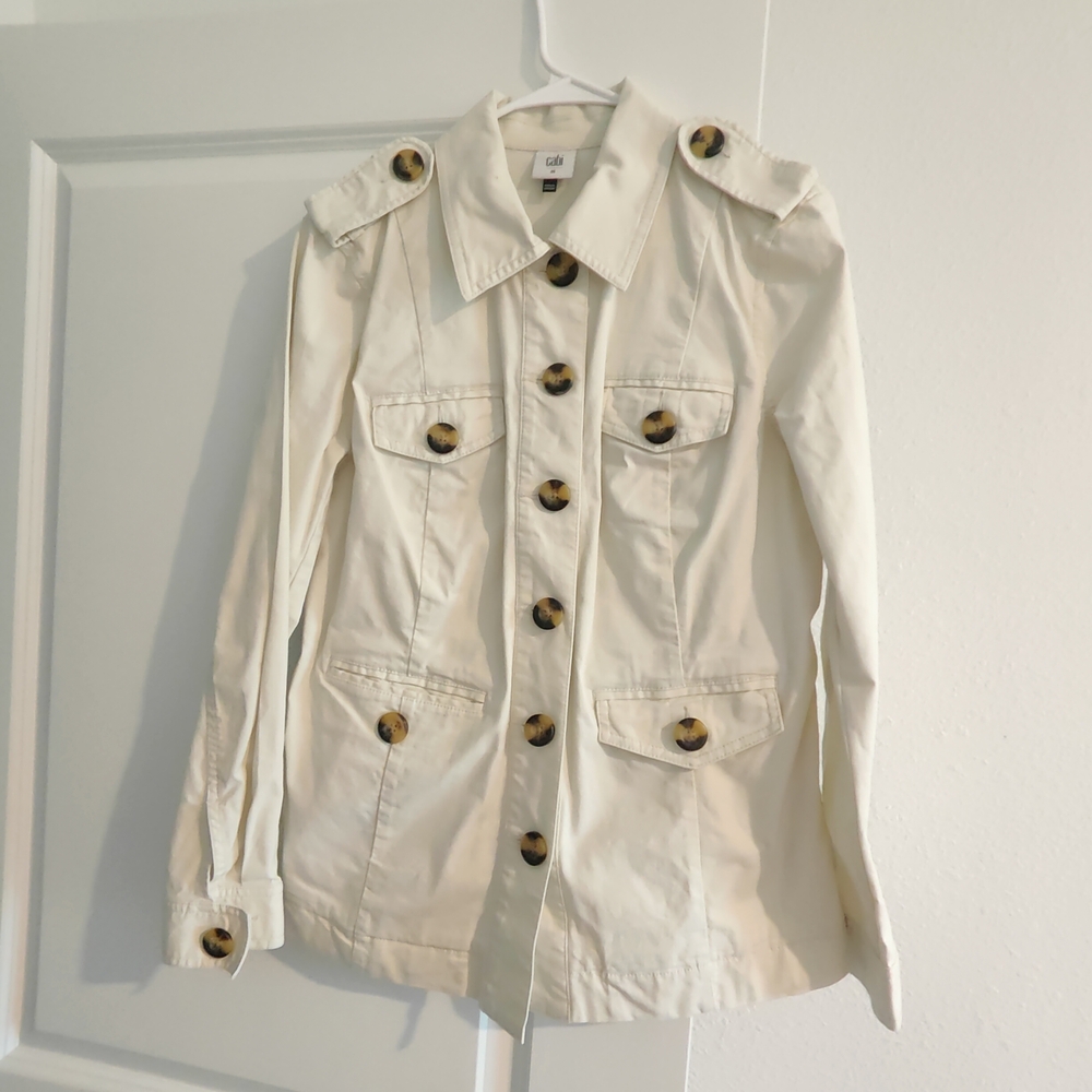 CAbi Cream Trench Coat with Button Details